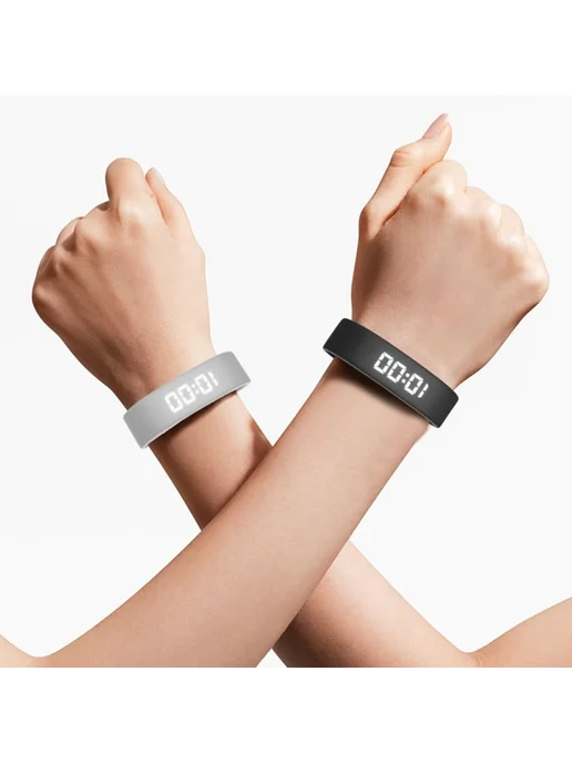 Спортивные часы LED с шагомером, виброзвонок, USB, черные, черный, фото 3