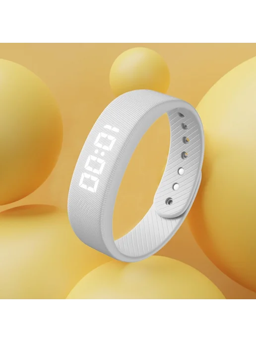 Спортивные часы LED с шагомером, виброзвонок, USB, черные, черный, фото 4