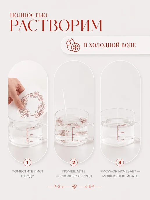 Флизелин водорастворимый клеевой для вышивания, А4, 10 шт, 5 шт, фото 4