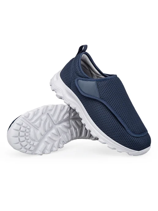Мужские ортопедические диабетические туфли нескользящие (Тём, синий, фото 7