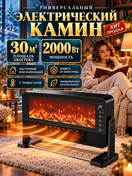 Конвектор электрический напольный с терморегулятором, черный