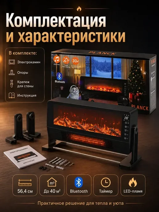 Конвектор электрический напольный с терморегулятором, черный, фото 3