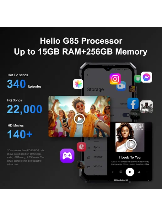 Смартфон UNIWA Fossibot F106 Pro 8/256 ГБ, черный, фото 3