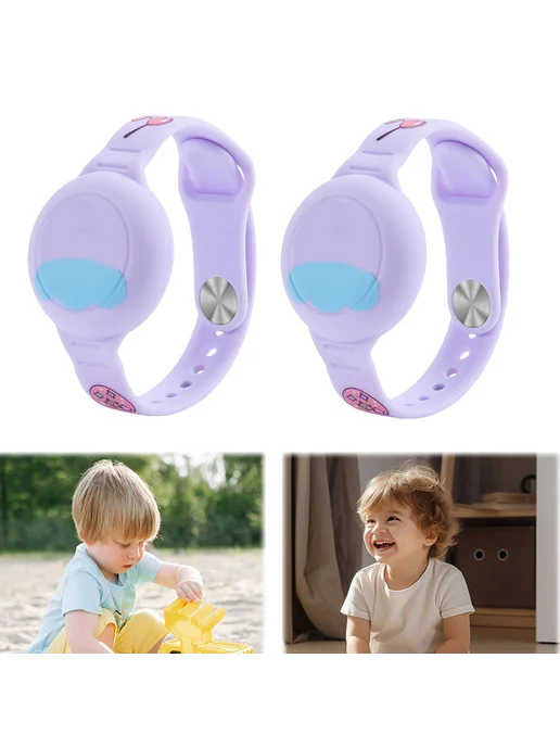 Детские силиконовые браслеты для AirTag, водостойкие, фиолет, фиолетовый, фото 6