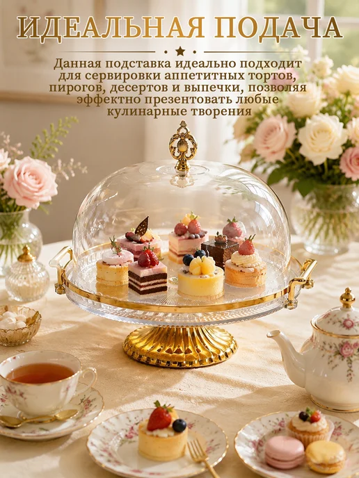 Тортовница на ножке с крышкой, белый, фото 3