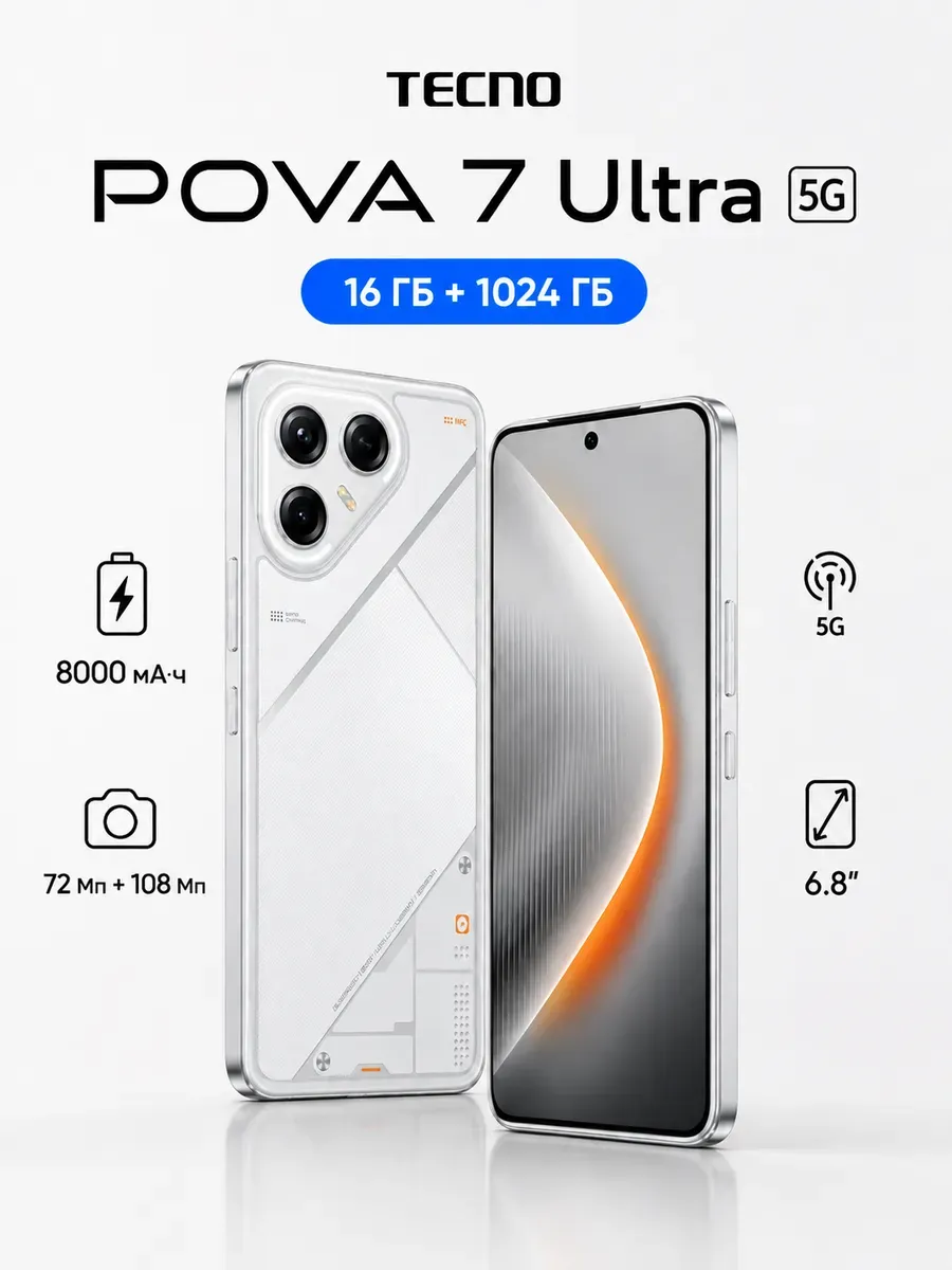 TECNO Cмартфон POVA 7 Ultra 5G 16+1024 ГБ Лучший подарок