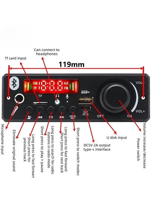 SOTAMIA Bluetooth усилитель мощности 2x50 Вт, 2x80, 80 Вт, фото 2