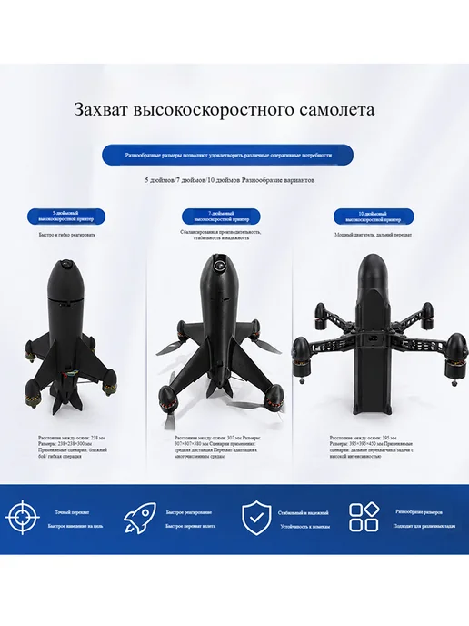 Беспилотник HS10,FPV дрон-перехватчик для разведки перехвата, черный, фото 5