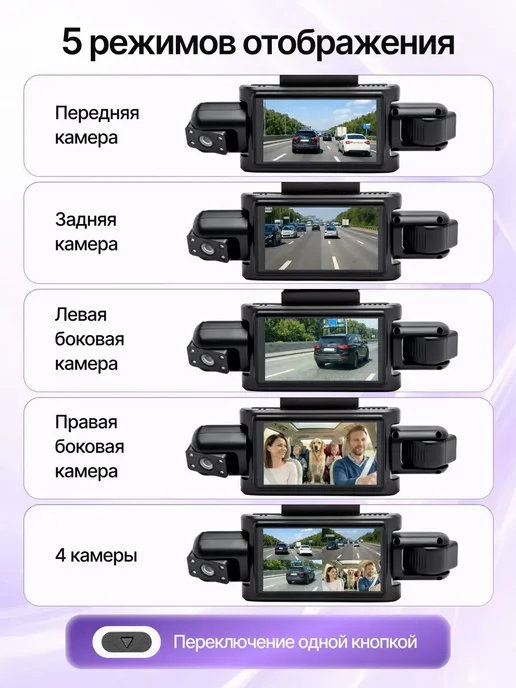 Видеорегистратор для автомобиля 4 камеры, черный, фото 3