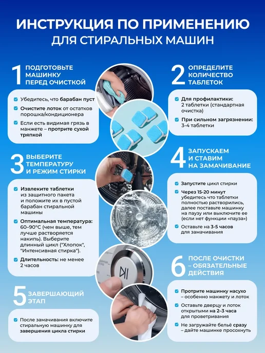Blueclean Очиститель для посудомоечных и стиральных машин в таблетках, 24 шт, фото 4
