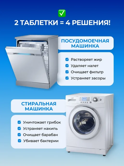 Blueclean Очиститель для посудомоечных и стиральных машин в таблетках, 24 шт, фото 6