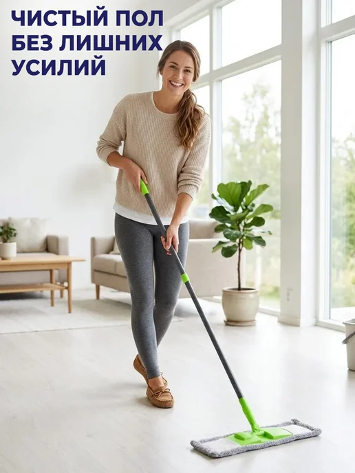 GT Швабра телескопическая для мытья пола с микрофиброй, серый, фото 2