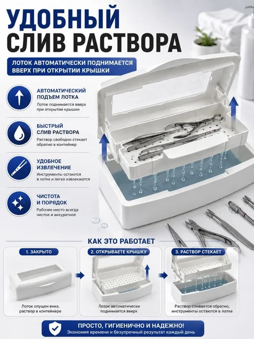Классные безделушки контейнер для дезинфекции инструментов маленький, белый, фото 2