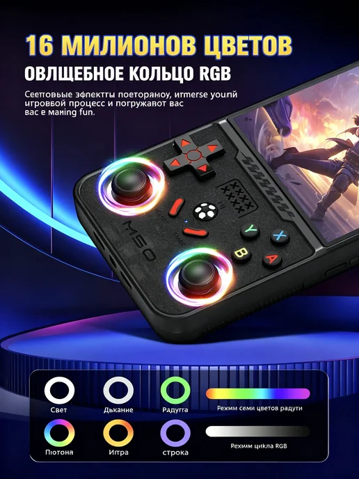 Портативная ретро M50 4дюйма Linux RGB джойстик игрподарок!, черный, фото 7