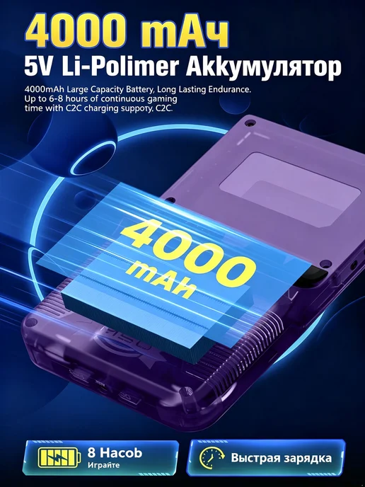 Портативная ретро M50 4дюйма Linux RGB джойстик игрподарок!, черный, фото 8
