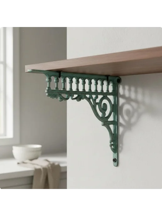 Нет бренда Кронштейн для полки чугунный, цвет Roman Column Green, зеленый