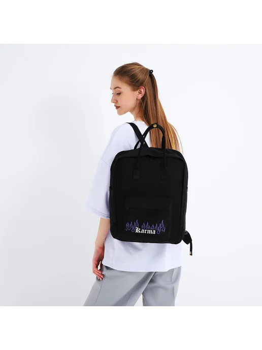 VikiS Школьный текстильный рюкзак черного цвета 38х27х13 см, 38x27x13 см, фото 8