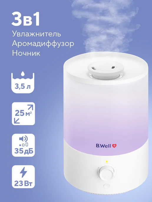 B.Well Увлажнитель воздуха с аромадиффузором ультразвуковой PRO-11, вариант, фото 2