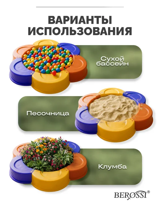 BEROSSI Песочница пластиковая детская с чехлом, 143 см, синий, фото 5