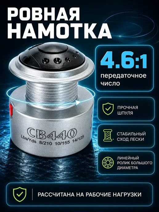 Ловись_Рыбка Набор рыболовных катушек Cobra-440, 2 шт, задний фрикцион, 2 шт, фото 3
