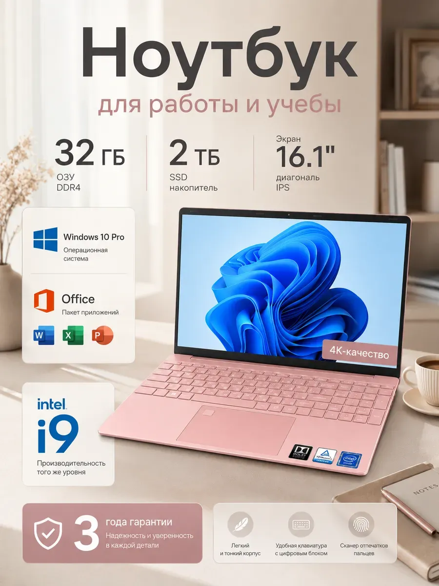 Ноутбук hp Intel I9 16.1“ для работы для учебы 32ГБ+ 2TБ
