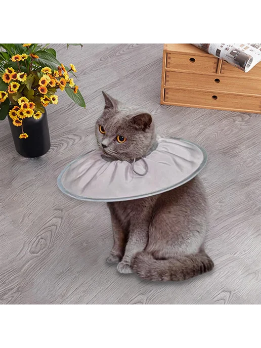 Тканевый защитный ошейник для котов послеоперационный, вариант, фото 6