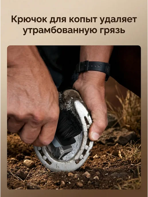 Копытный крючок со щеткой для чистки копыт лошади, синий, фото 3