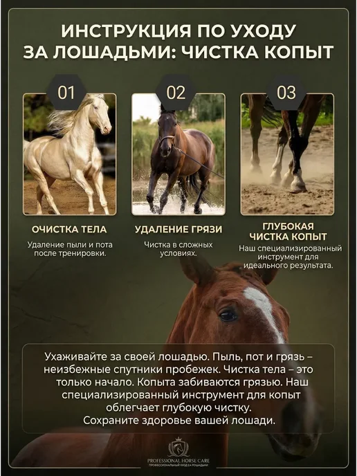 Копытный крючок со щеткой для чистки копыт лошади, синий, фото 5