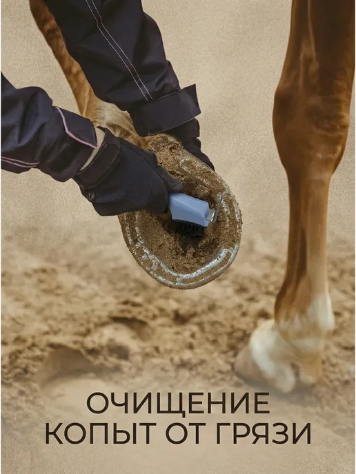 Копытный крючок со щеткой для чистки копыт лошади, синий, фото 7