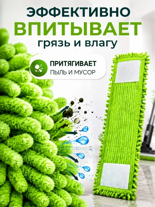 Насадка для швабры моп из микрофибры 2 шт шенилл, 2 шт, фото 5