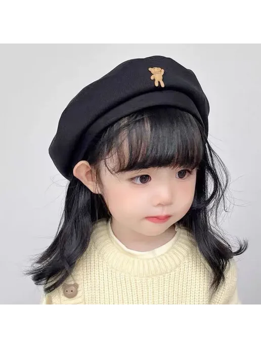 Нет бренда Детские хлопковые береты, бежевый, фото 4