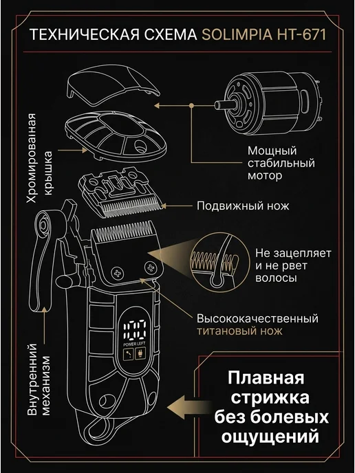 Corleone Мощная машинка для стрижки волос с насадками 4 шт, 4 шт, фото 3