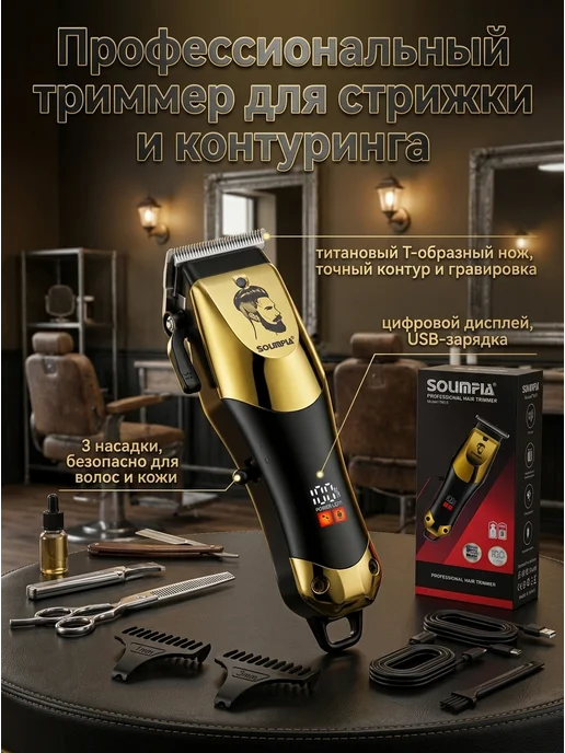 Corleone Профессиональная машинка для стрижки волос с Т-ножом, желтый