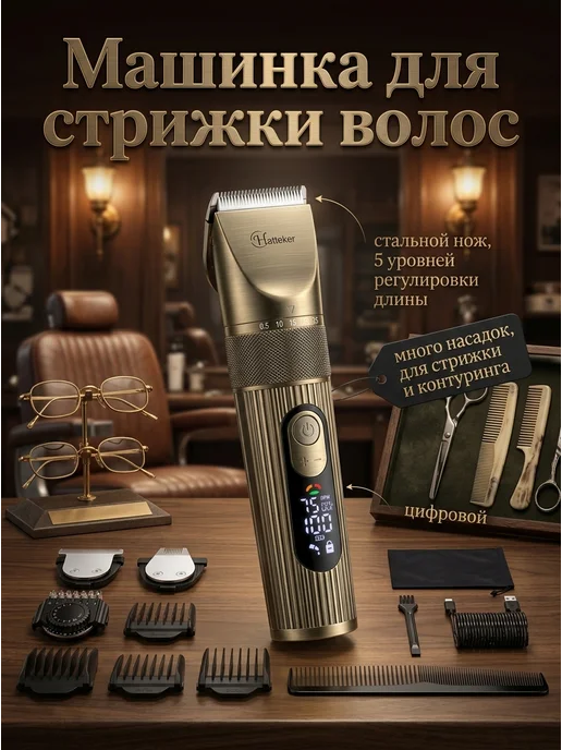 Corleone Триммер и машинка для стрижки волос с регулировкой, коричневый