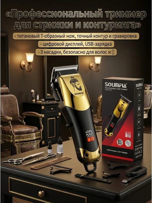 Corleone Триммер для контура и машинка для стрижки волос 2в1, желтый