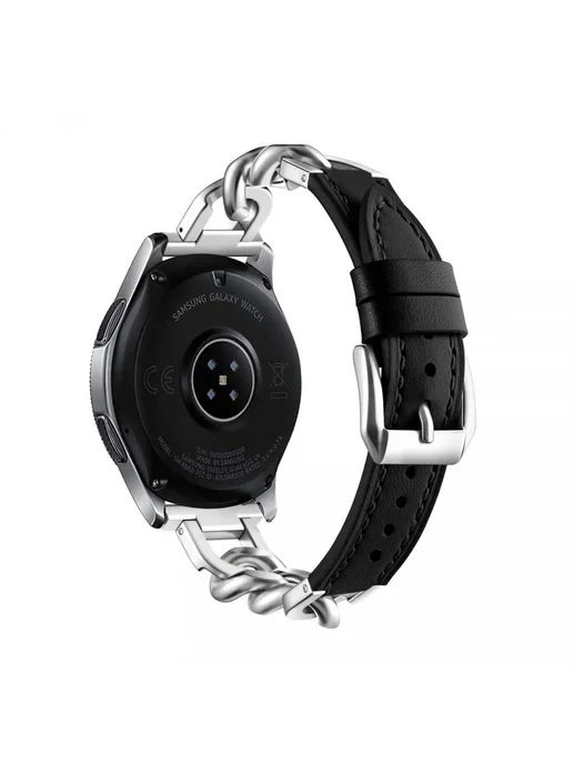 MyPads Ремешок из натуральной кожи для Samsung Gear S3 Frontier, черный
