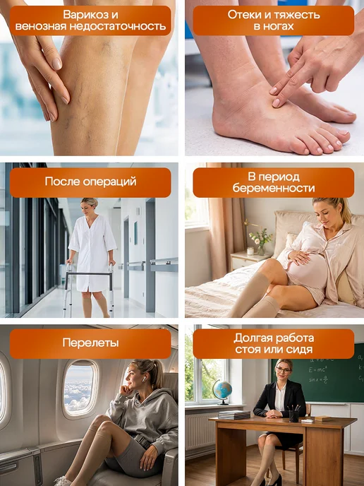 Гольфы компрессионные ZnakyLucky Гольфы бежевый, 2 класс компрессии, 1 пара, бежевый, фото 4