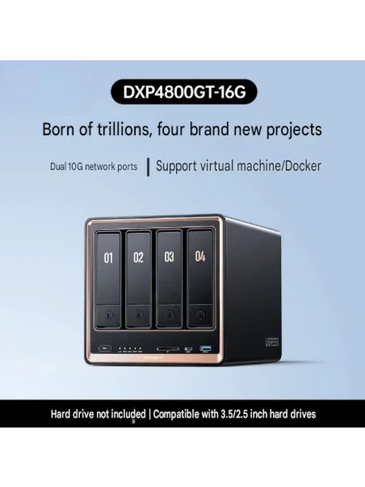 Нет бренда DXP4800 GT 8ГБ 4-баевое сетевое хранилище 8GB, 16 г, 16 ГБ