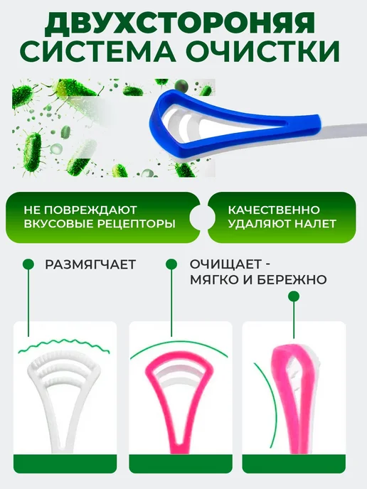 Скребок для языка 2 шт, Щетка для языка, 2 шт, фото 3