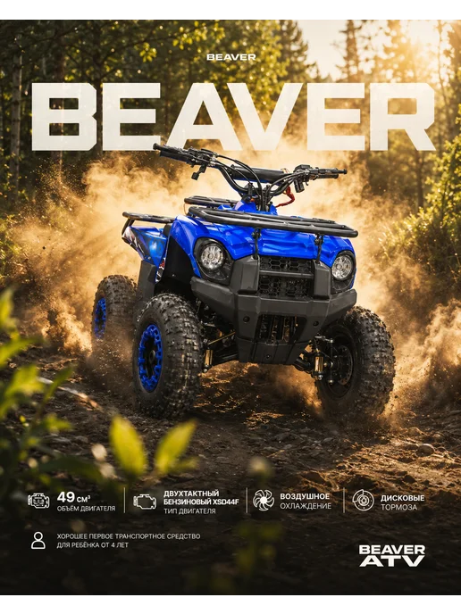 МОТОВЫГОДА Квадроцикл "BEAVER" 49.9см³ Бензиновый, вариант