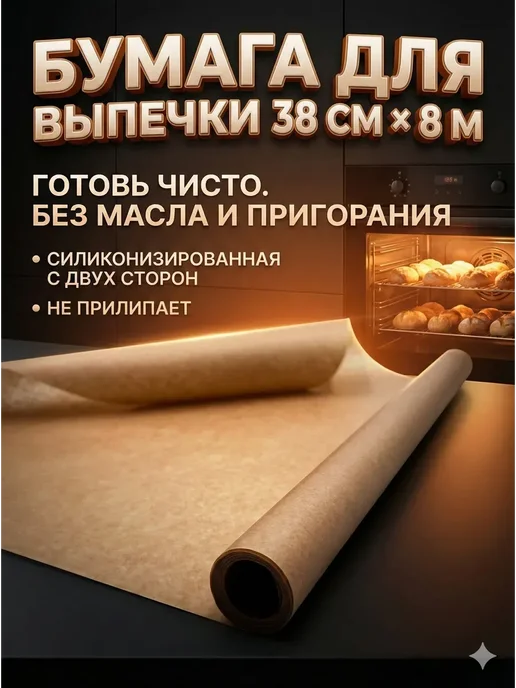 БОТ2 Бумага для запекания 38×8 м, силиконизированная, 38x8 м, фото 2
