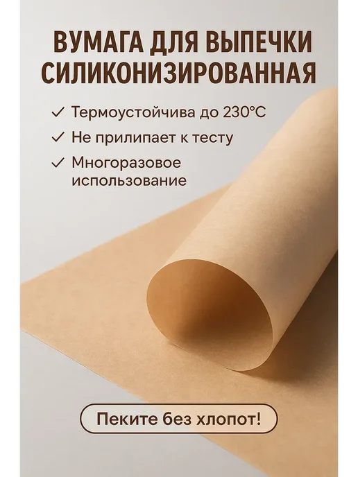 DomikaShop Пергамент для духовки 38×50 м, антипригарная, 38x50 м, фото 4