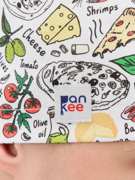 PANKEE Колпак поварской из хлопка с рисунком многоразовый, белый, фото 3