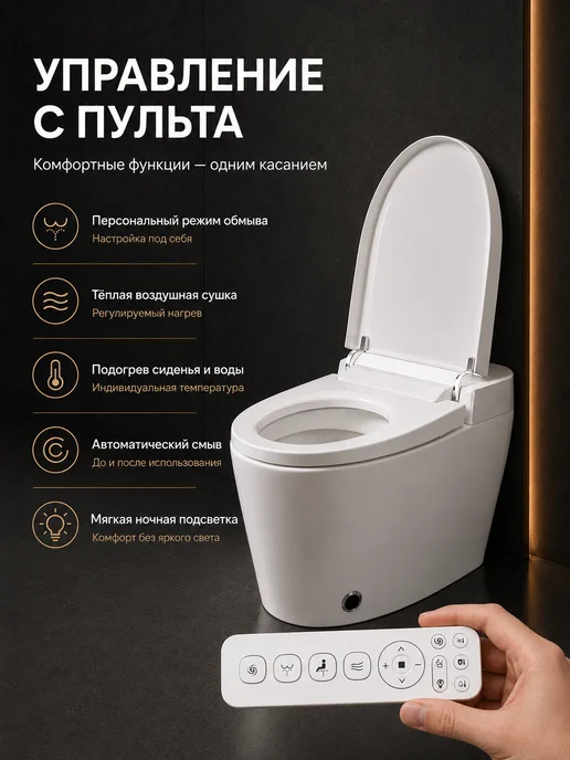GoodSTUFF Умный унитаз напольный, автомат, белый, фото 7