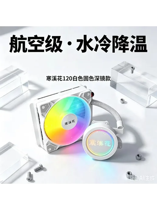 Нет бренда Белый 120 AIO жидкостный кулер для процессора ARBG 1 штуки, белый, фото 2