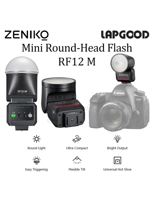 Lapgood Вспышка ZENIKO RF12 M Mini с круглой головкой для камеры, ун, вариант, фото 2