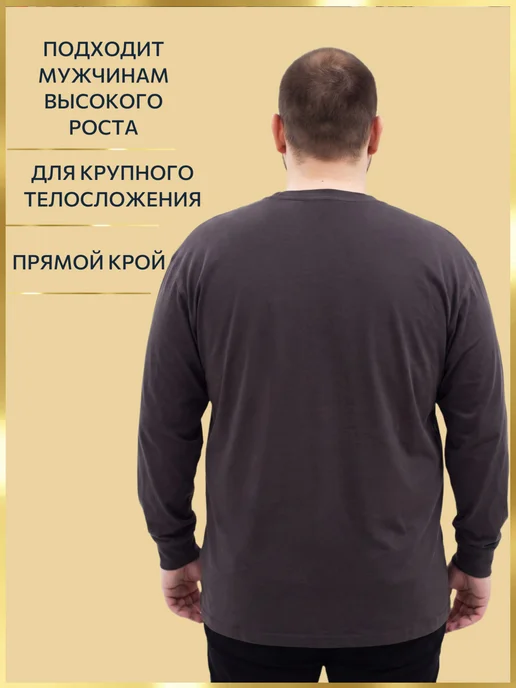GALION Футболка с длинным рукавом мужская большого размера Галион, коричневый, фото 3