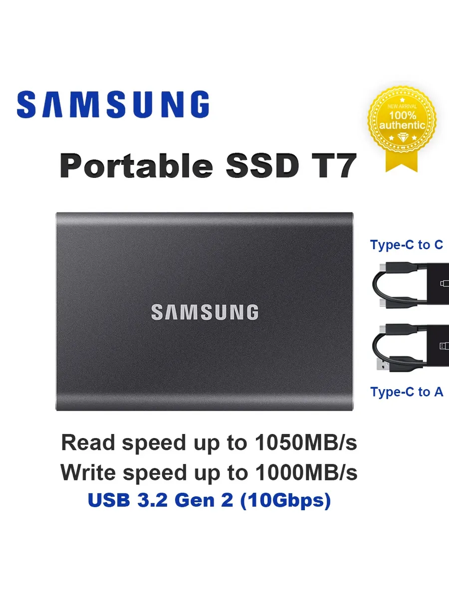 SSD Portable NVMe USB 3.2 Gen 2x2 Type-C 1TB 2TB 4TB Samsung 1351477636 купить за 27 635 ₽ в интернет‑магазине Wildberries