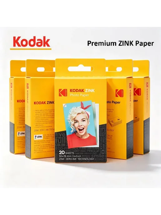 KODAK Фотобумага Zink 2x3", 80 листов, желтый, 2x3, фото 4