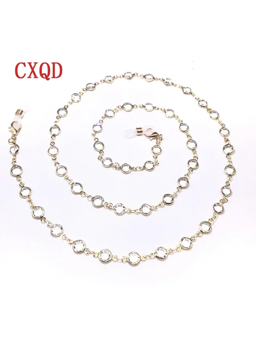 CXQD Цепочка для очков gold white 75cm, белый